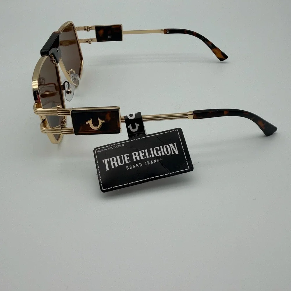 True‎ Religion Gold and Brown Sunglasses